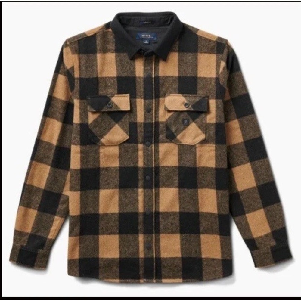 ROARK MENS NORDSMAN WOOL BLEND LONG SLEEVE FLANNEL SHIRT DARK KHAKI